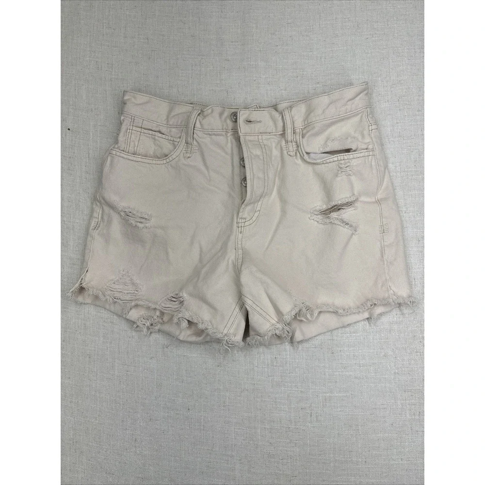 We The Free Women's 26 Button Fly Shorts, Off-White,‎ Distressed, Free People